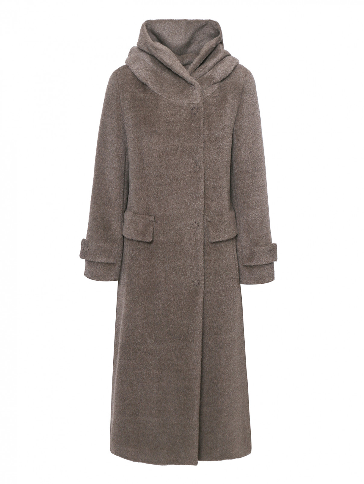 Пальто из шерсти с капюшоном Maison Lener  –  Общий вид  – Цвет:  Серый