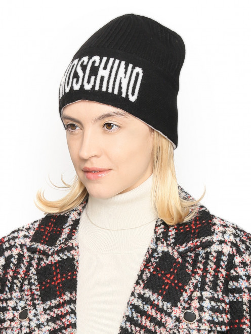 Шапка из смешанной шерсти с логотипом  Moschino - МодельОбщийВид