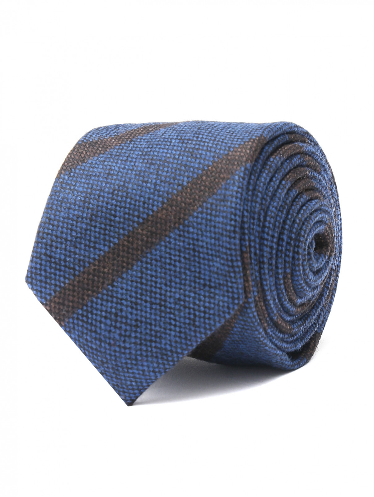 Галстук из шерсти с узором Eton  –  Общий вид  – Цвет:  Синий