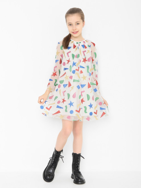 Платье из сетки с принтом Stella McCartney kids - МодельОбщийВид