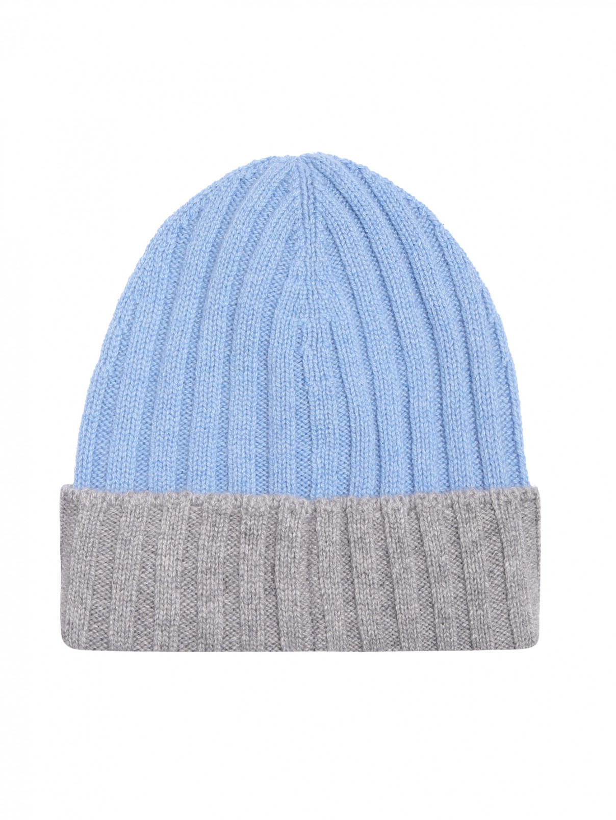 Комбинированная шапка из кашемира Gran Sasso  –  Общий вид  – Цвет:  Синий