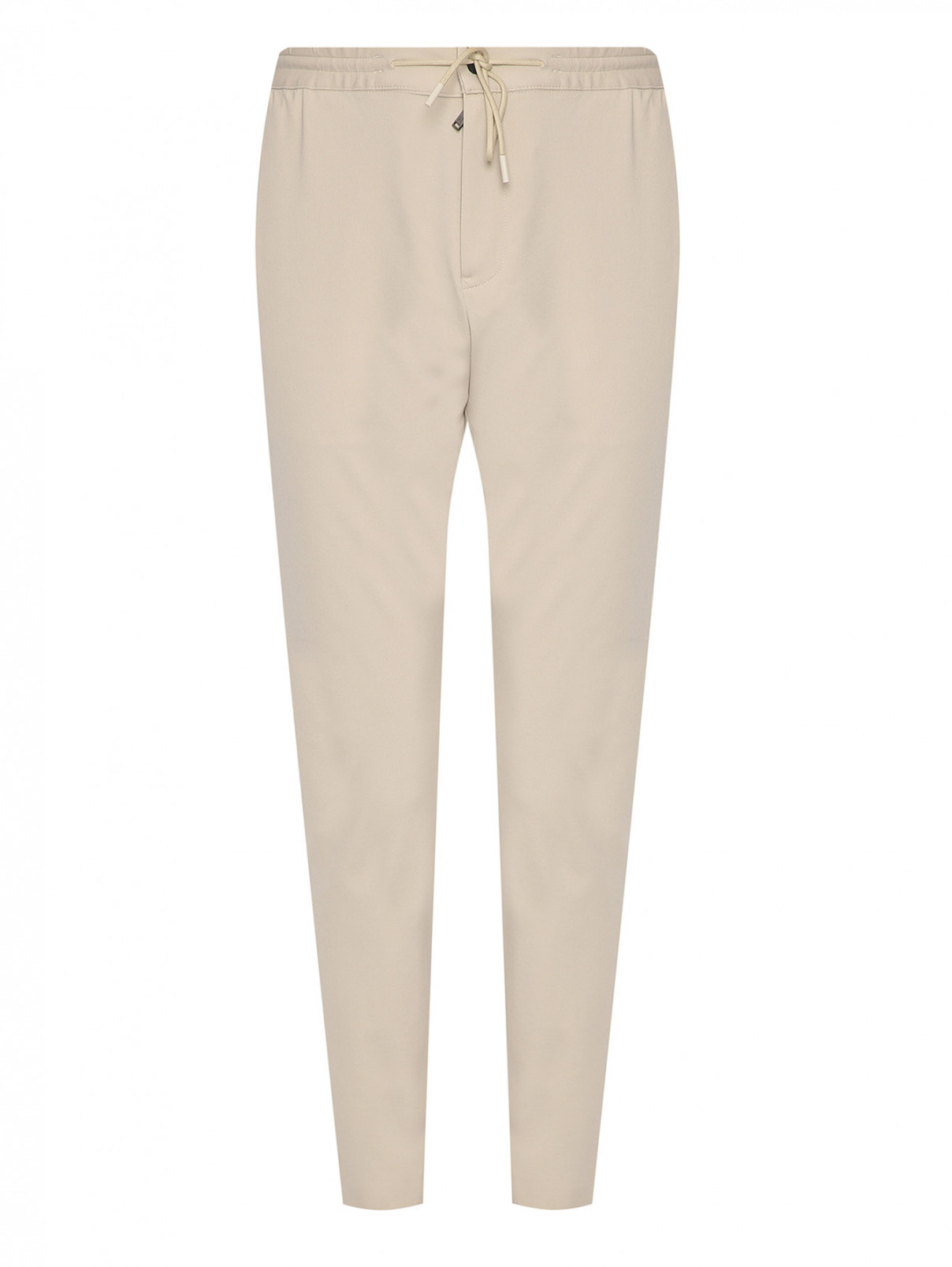 Трикотажные брюки на резинке с карманами PT Torino  –  Общий вид  – Цвет:  Бежевый