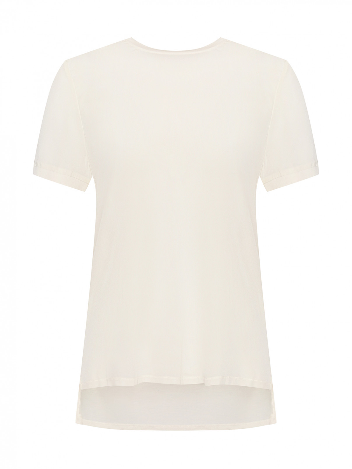 Комбинированная футболка из шелка Max&Co  –  Общий вид  – Цвет:  Белый