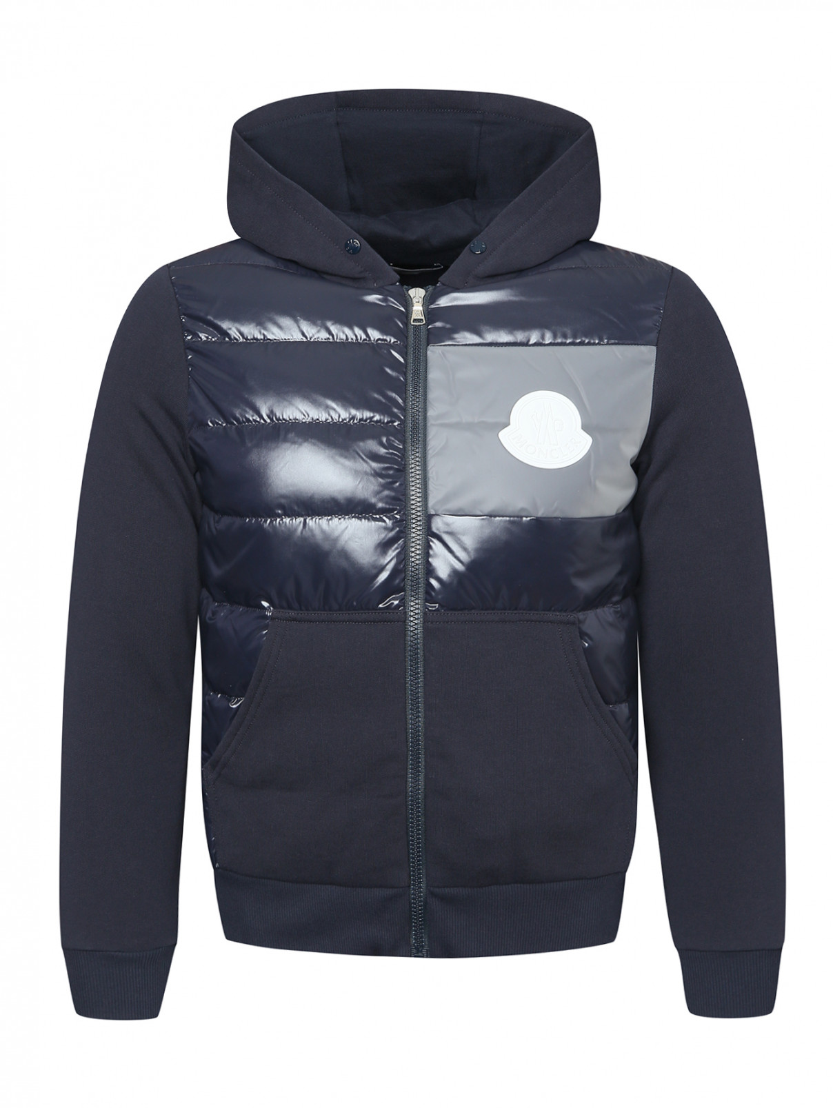 Пуховая куртка с трикотажными вставками Moncler  –  Общий вид  – Цвет:  Синий
