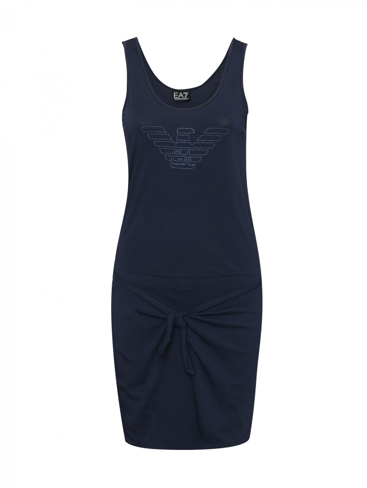 Трикотажное платье с логотипом EA 7  –  Общий вид  – Цвет:  Синий