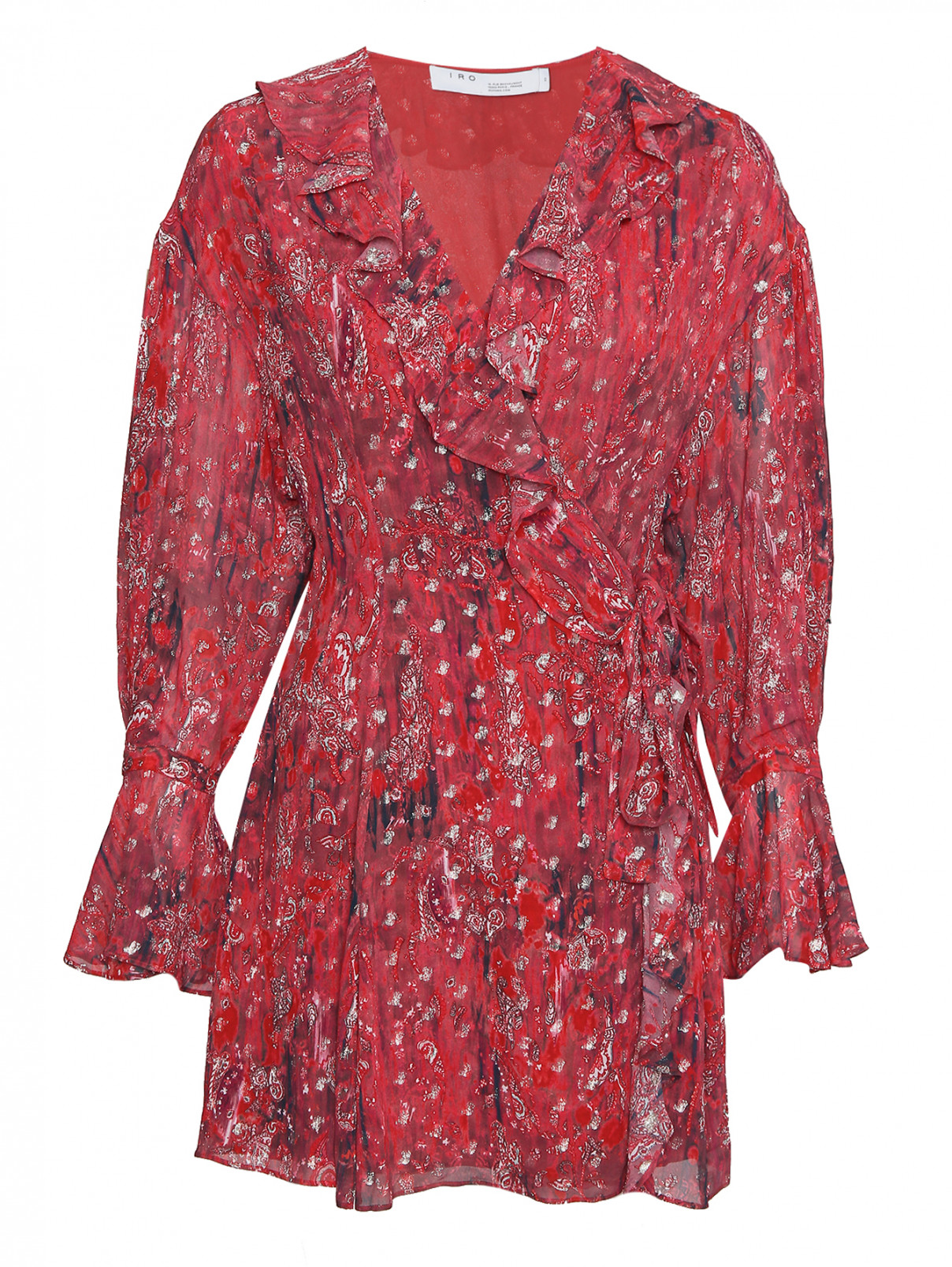 Платье-мини с узором и воланами Iro  –  Общий вид  – Цвет:  Красный