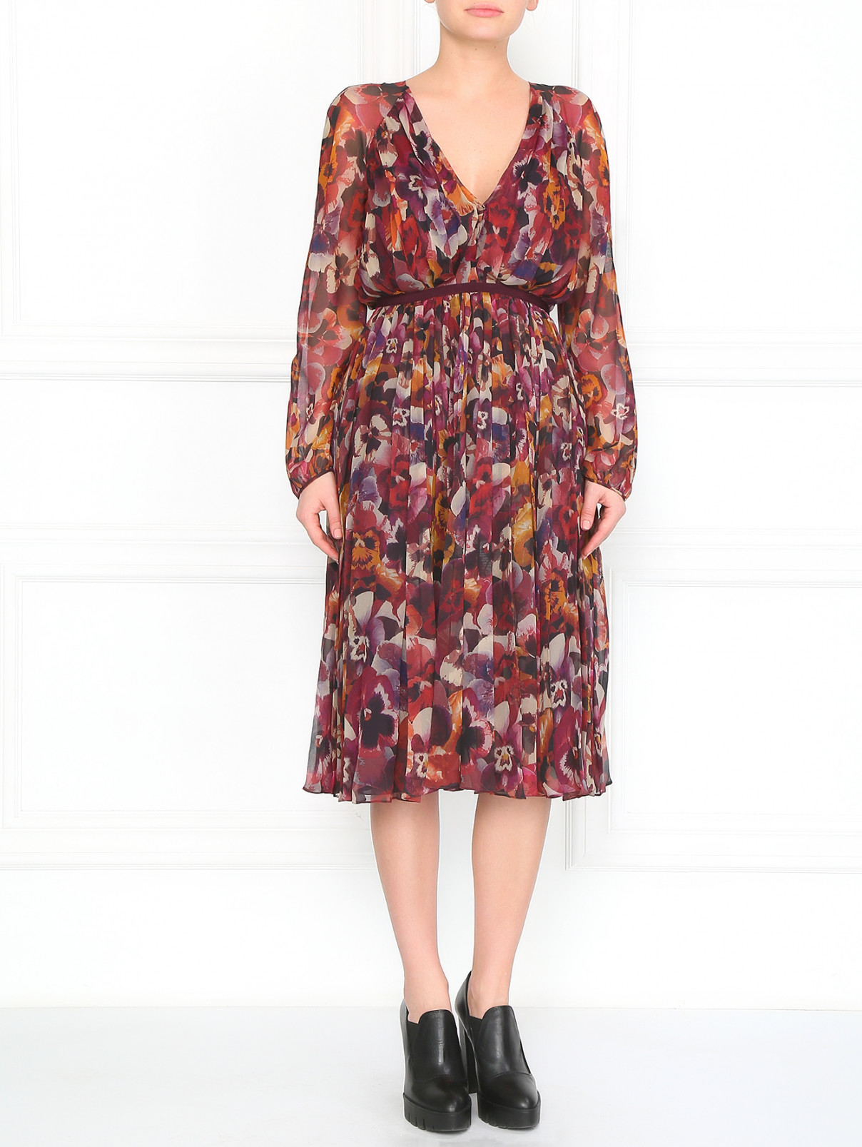 Шелковое платье Giambattista Valli  –  Модель Общий вид  – Цвет:  Фиолетовый