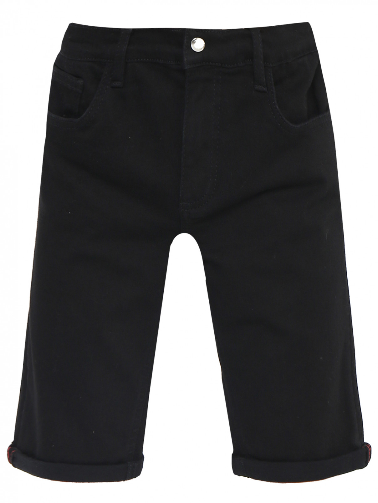 Джинсовые шорты с подворотом Billionaire  –  Общий вид  – Цвет:  Черный