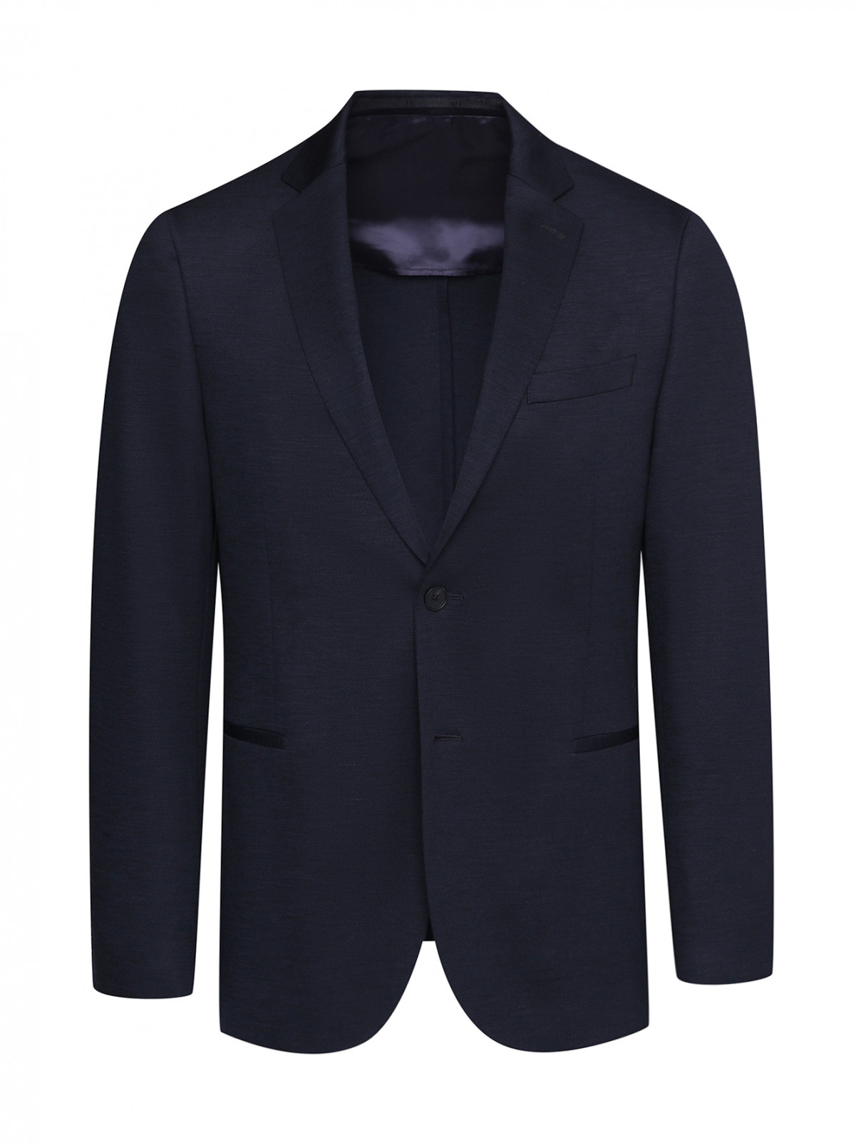 Пиджак из шерсти приталенного кроя Boss  –  Общий вид  – Цвет:  Синий