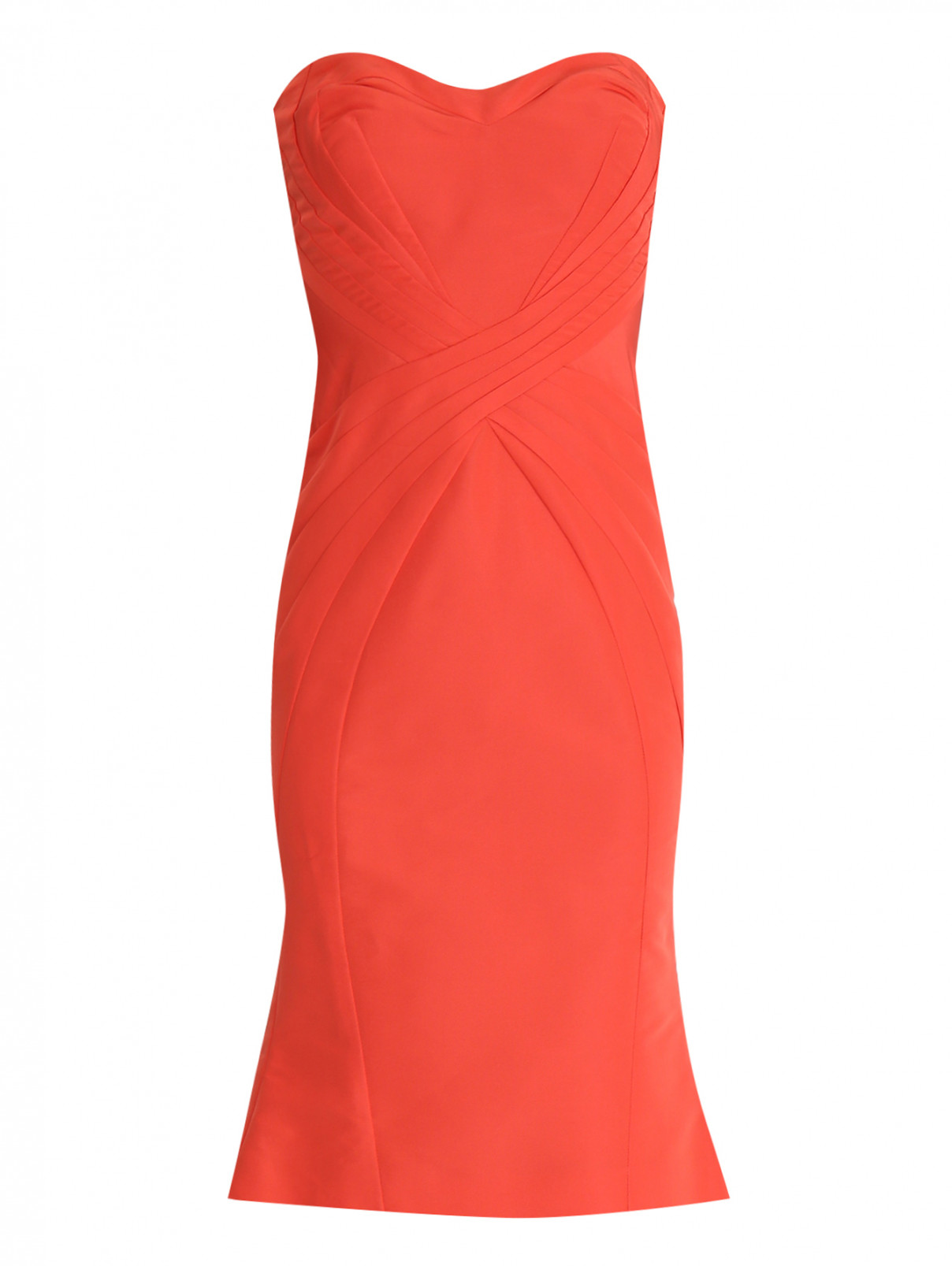Платье-бандо без рукавов Zac Posen  –  Общий вид  – Цвет:  Оранжевый