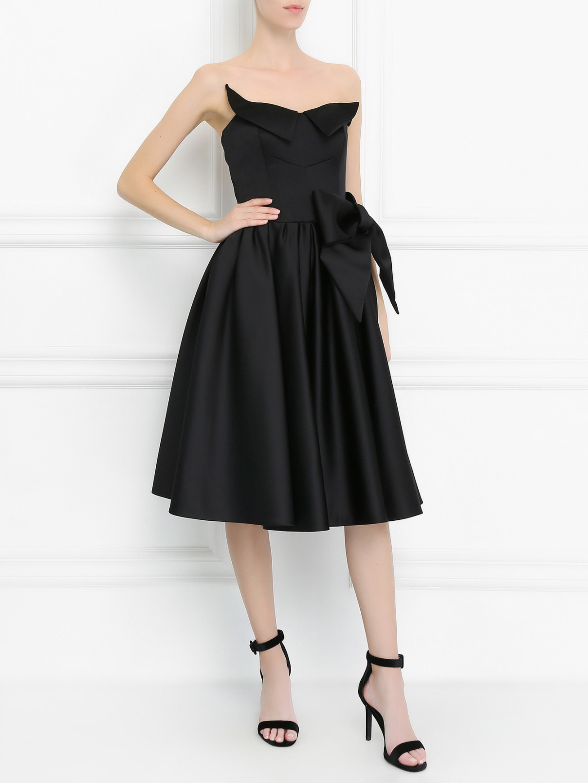 Платье с декоративным бантом Moschino Couture  –  Модель Общий вид  – Цвет:  Черный