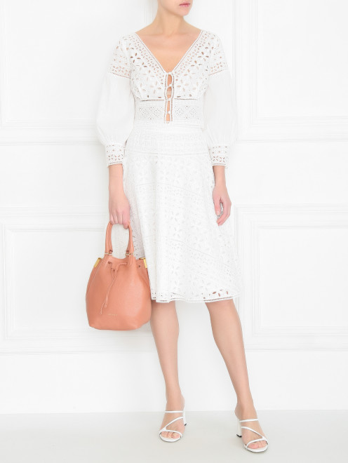 Юбка из хлопка с вышивкой Ermanno Scervino - МодельОбщийВид