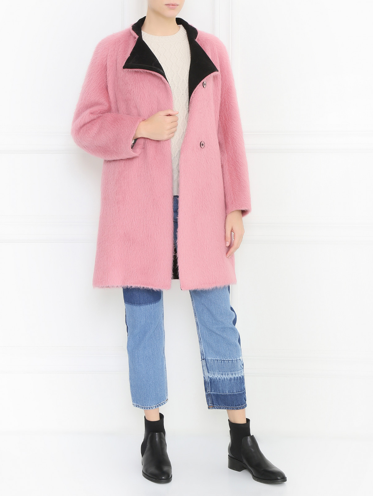 Пальто свободного кроя из шерсти Sportmax  –  Модель Общий вид  – Цвет:  Розовый