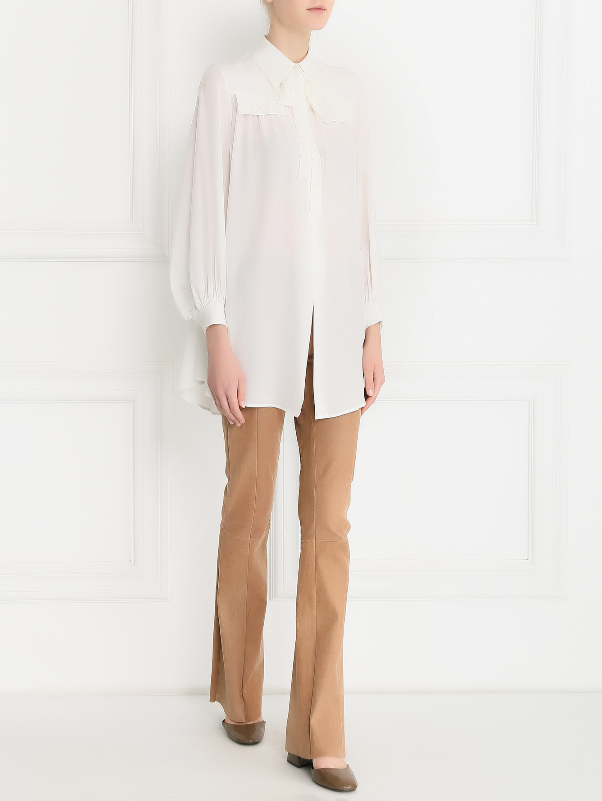 Блуза из шелка свободного кроя Rossella Jardini  –  Модель Общий вид  – Цвет:  Белый