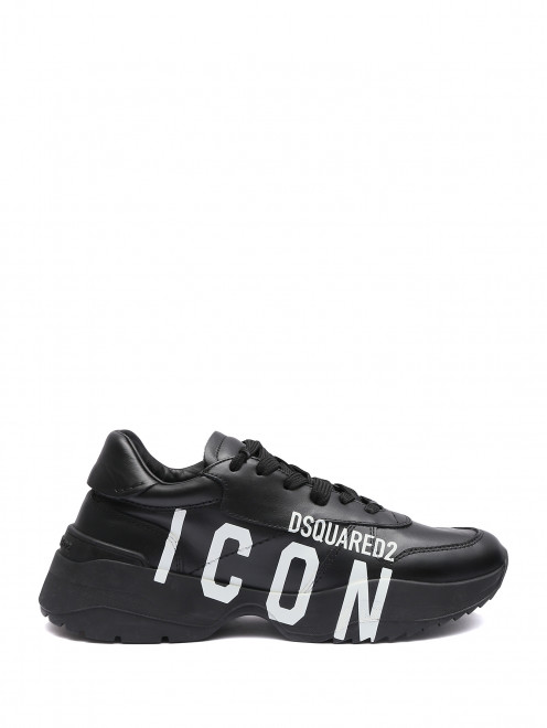 Кроссовки из кожи с принтом Dsquared2 - Обтравка1