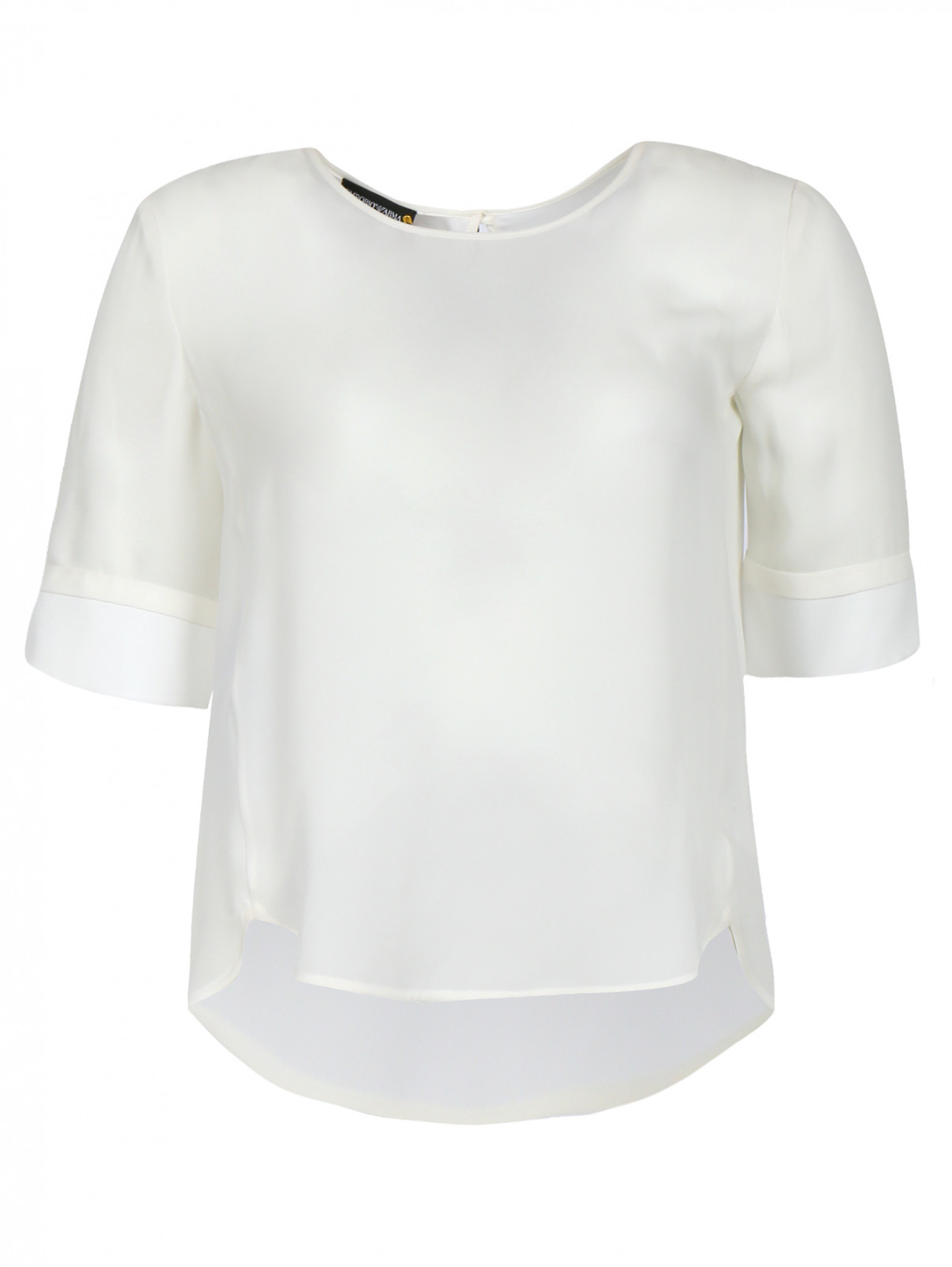 Блуза из шелка с коротким рукавом Emporio Armani  –  Общий вид  – Цвет:  Бежевый