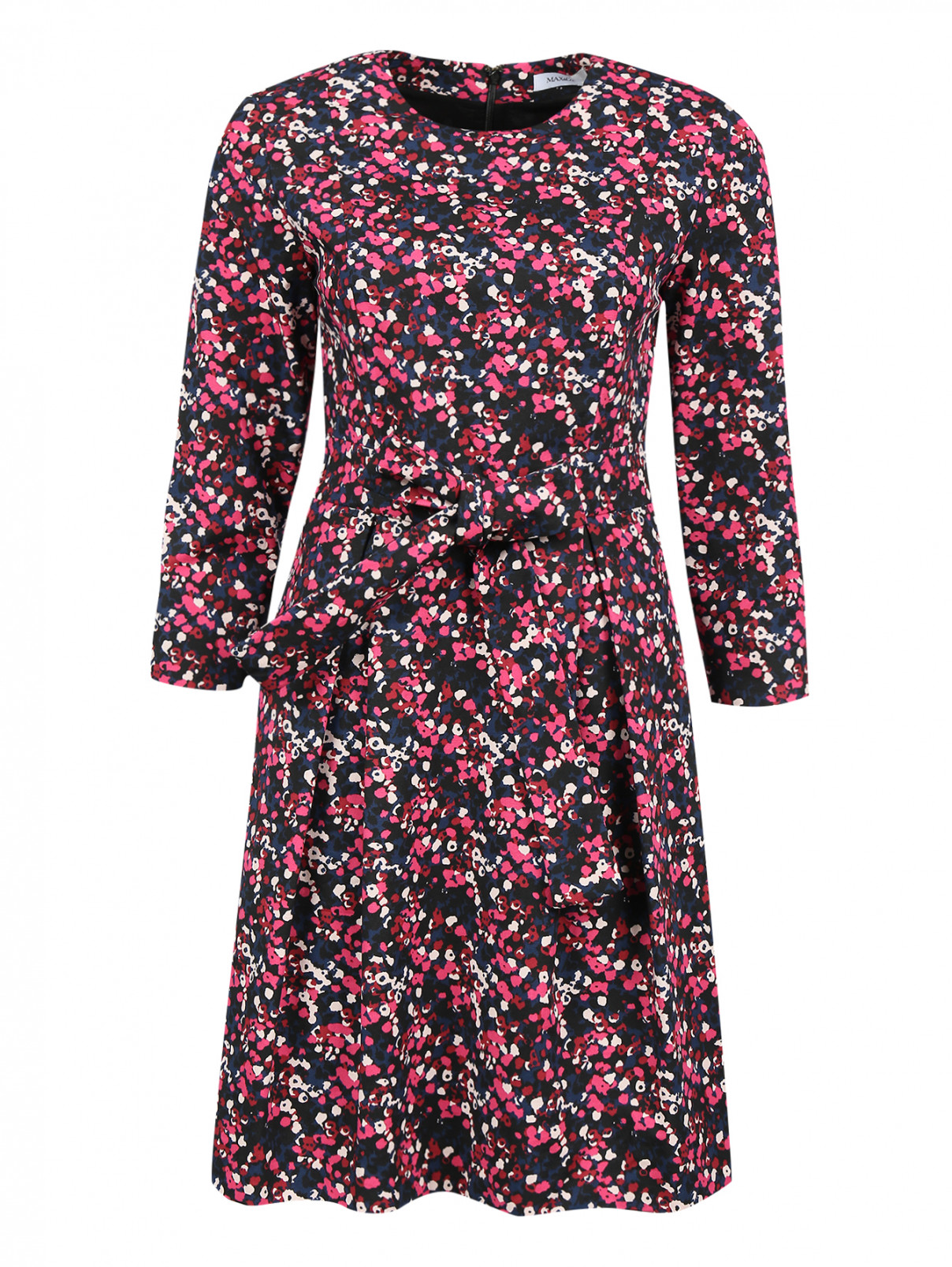 Приталенное платье из хлопка с узором Max&Co  –  Общий вид  – Цвет:  Узор