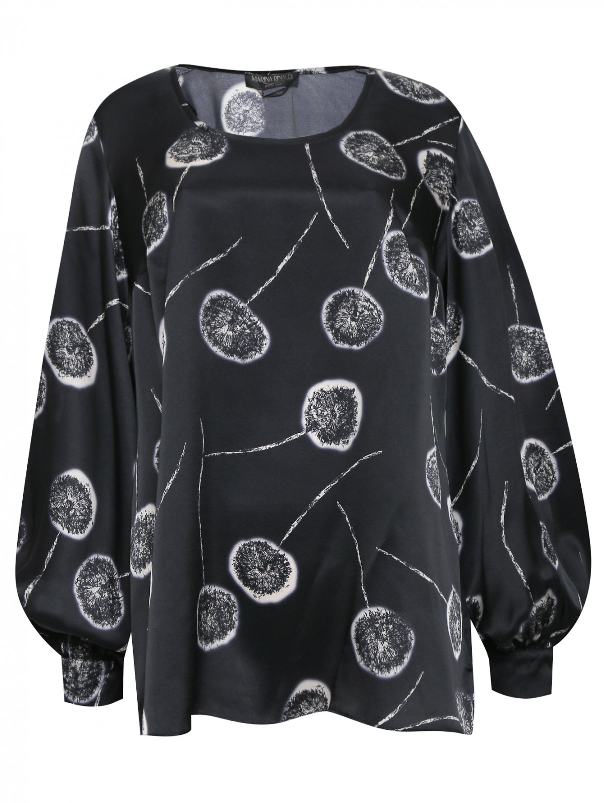 Блуза из шелка с узором Marina Rinaldi  –  Общий вид  – Цвет:  Узор