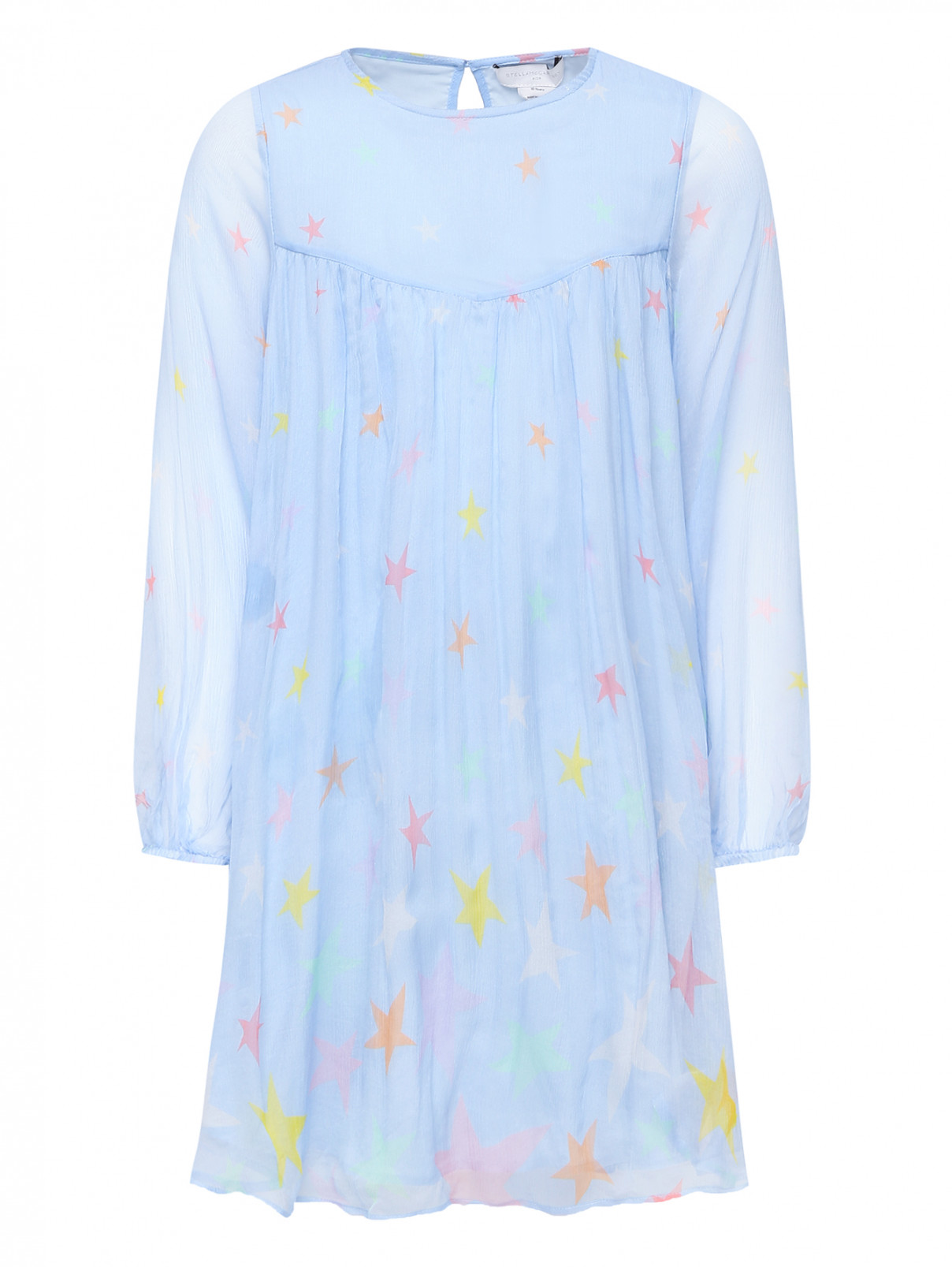 Платье из шелка с узором Stella McCartney kids  –  Общий вид  – Цвет:  Синий