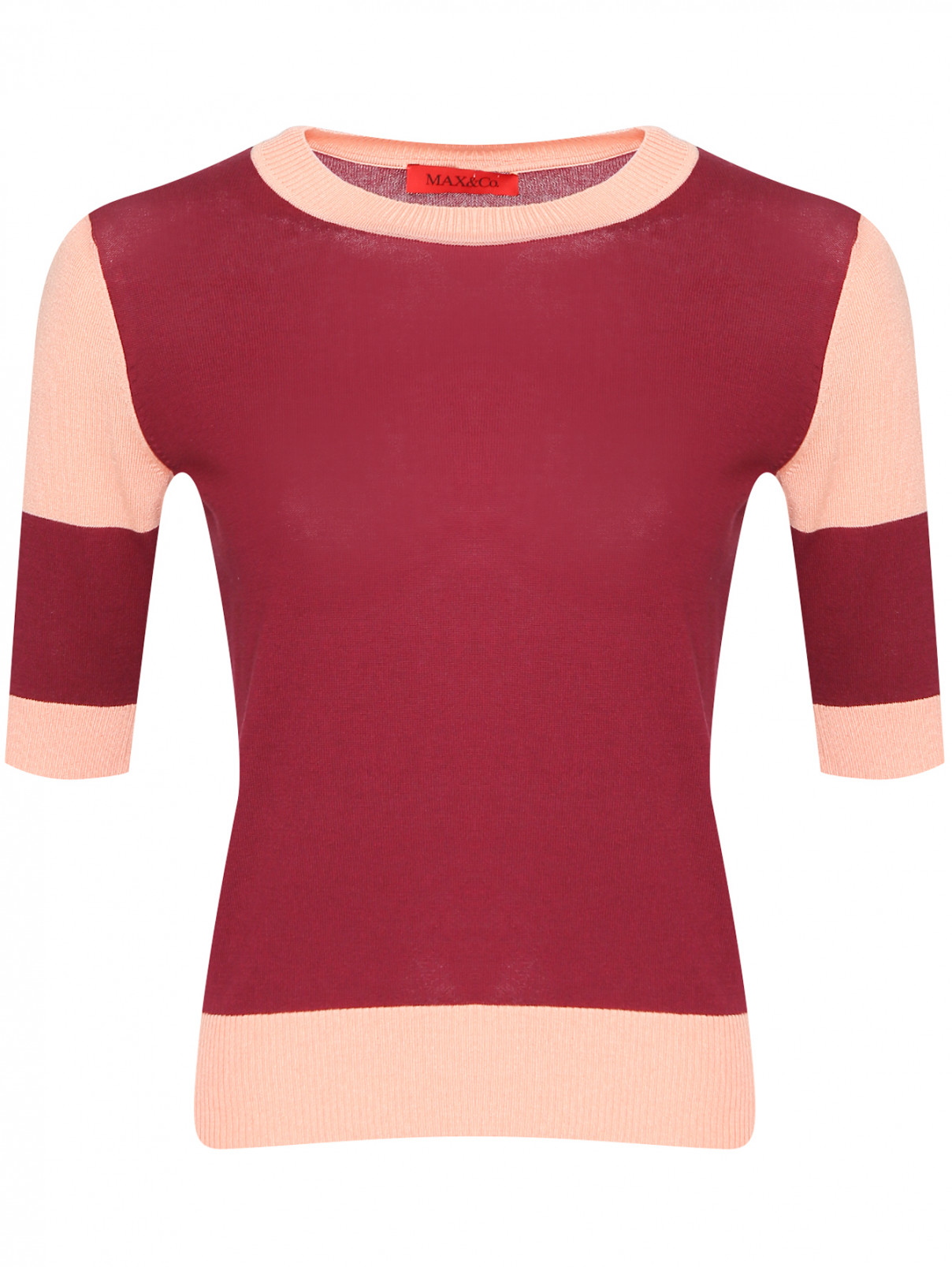 Джемпер из шелка и хлопка с контрастной отделкой Max&Co  –  Общий вид  – Цвет:  Фиолетовый