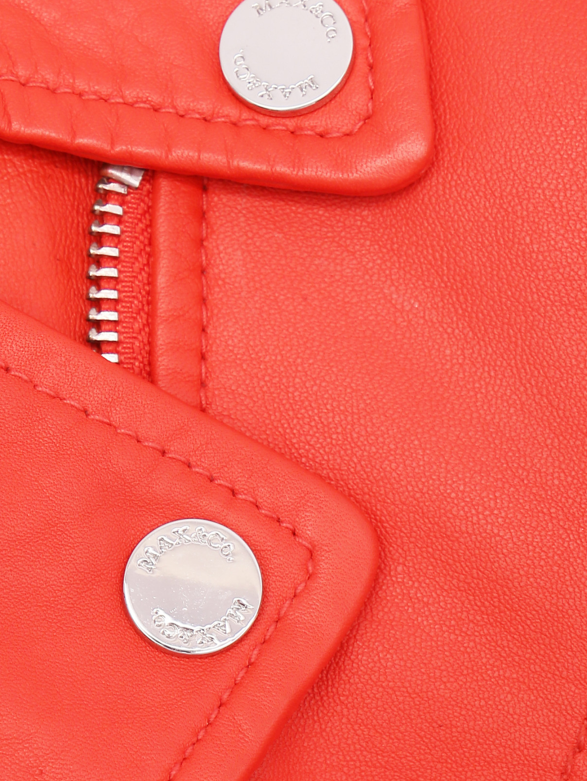 Куртка из гладкой кожи на молнии Max&Co  –  Деталь  – Цвет:  Красный