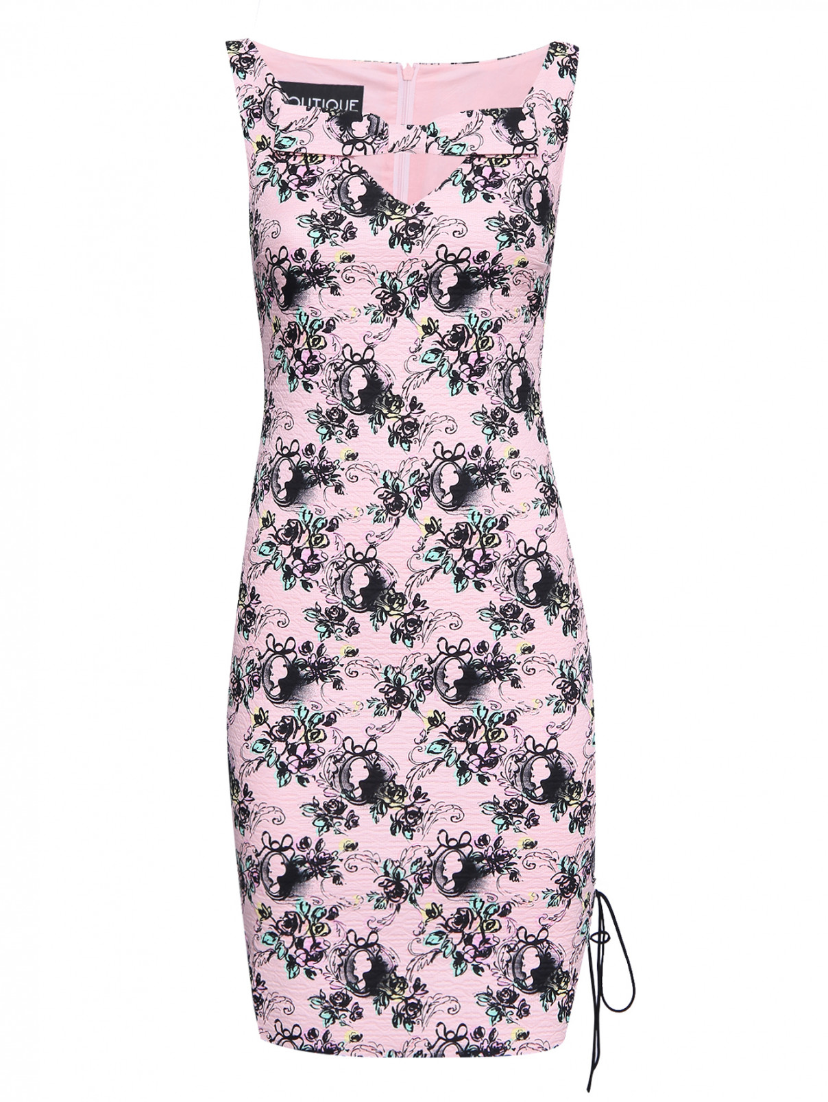 Платье из хлопка с узором и бантом BOUTIQUE MOSCHINO  –  Общий вид  – Цвет:  Розовый