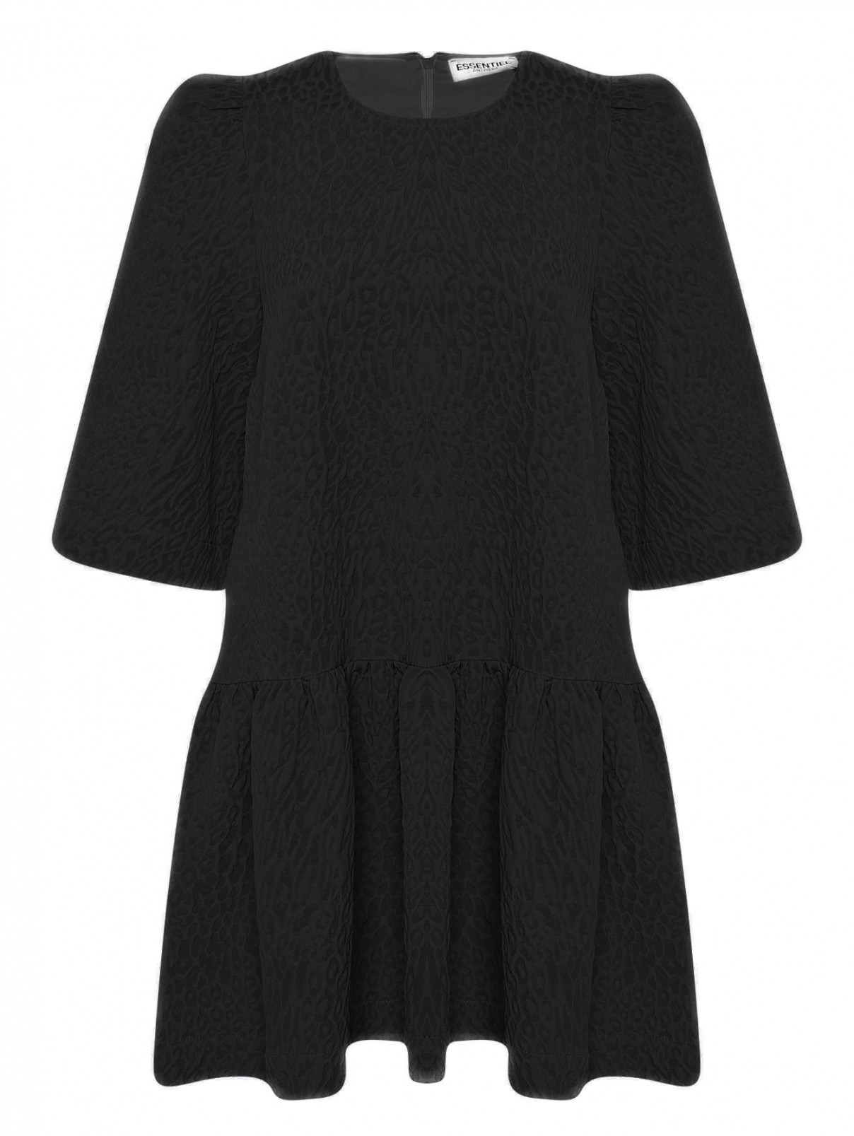 Платье свободного кроя с воланом Essentiel Antwerp  –  Общий вид  – Цвет:  Черный