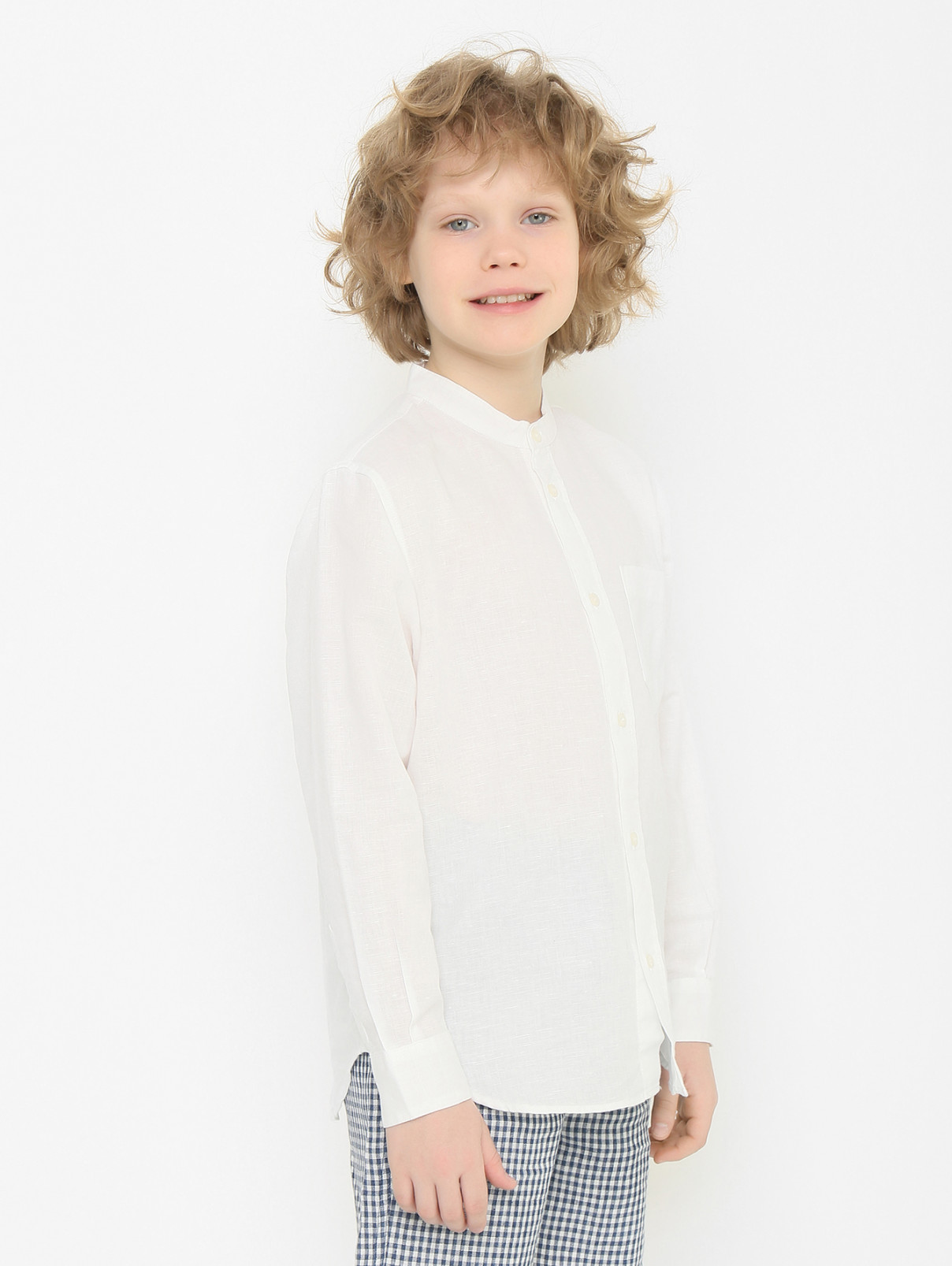 Рубашка с длинным рукавом и карманом Aspesi  –  МодельВерхНиз  – Цвет:  Белый