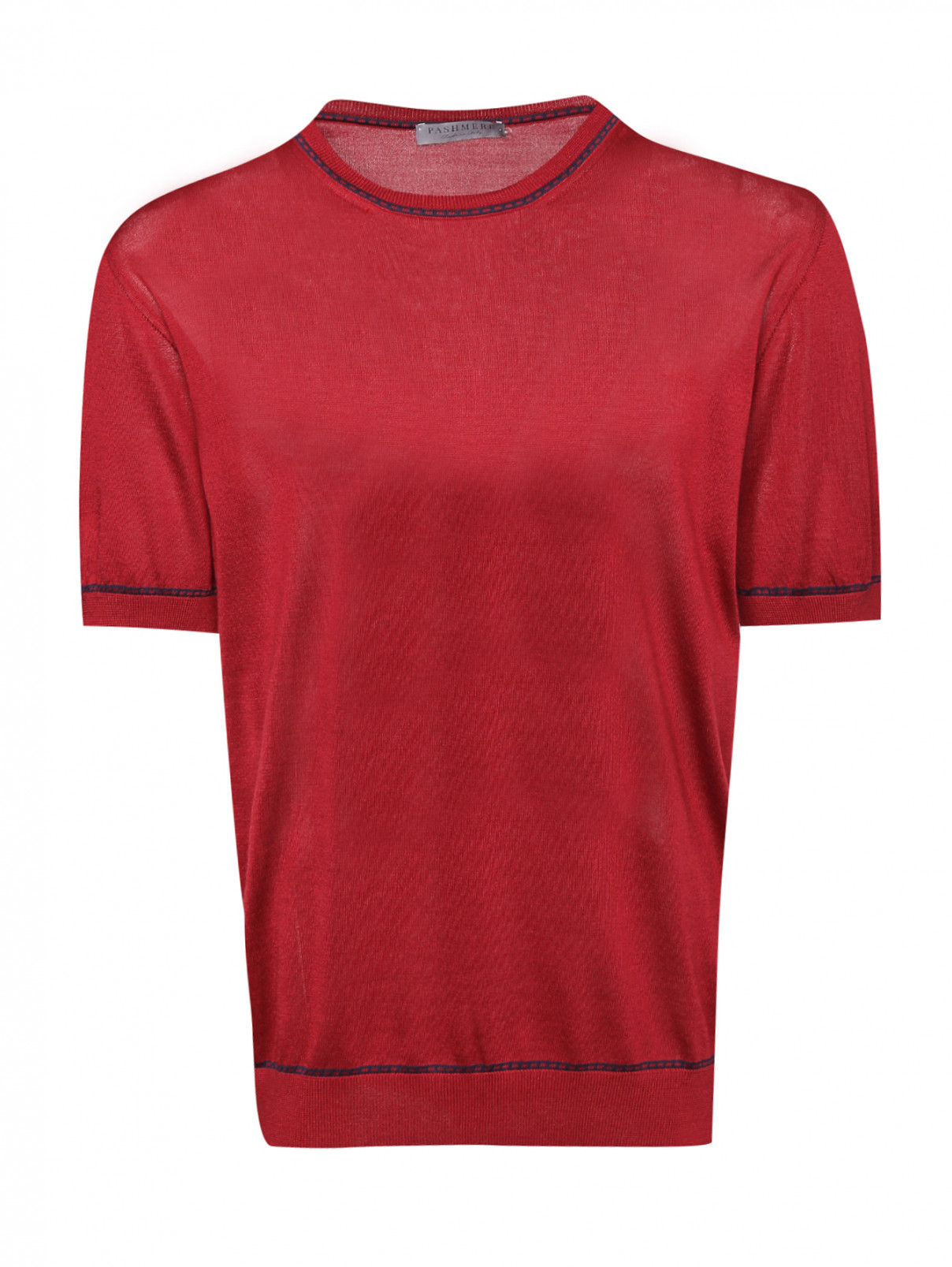Джемпер из шелка с контрастной отделкой Pashmere  –  Общий вид  – Цвет:  Красный