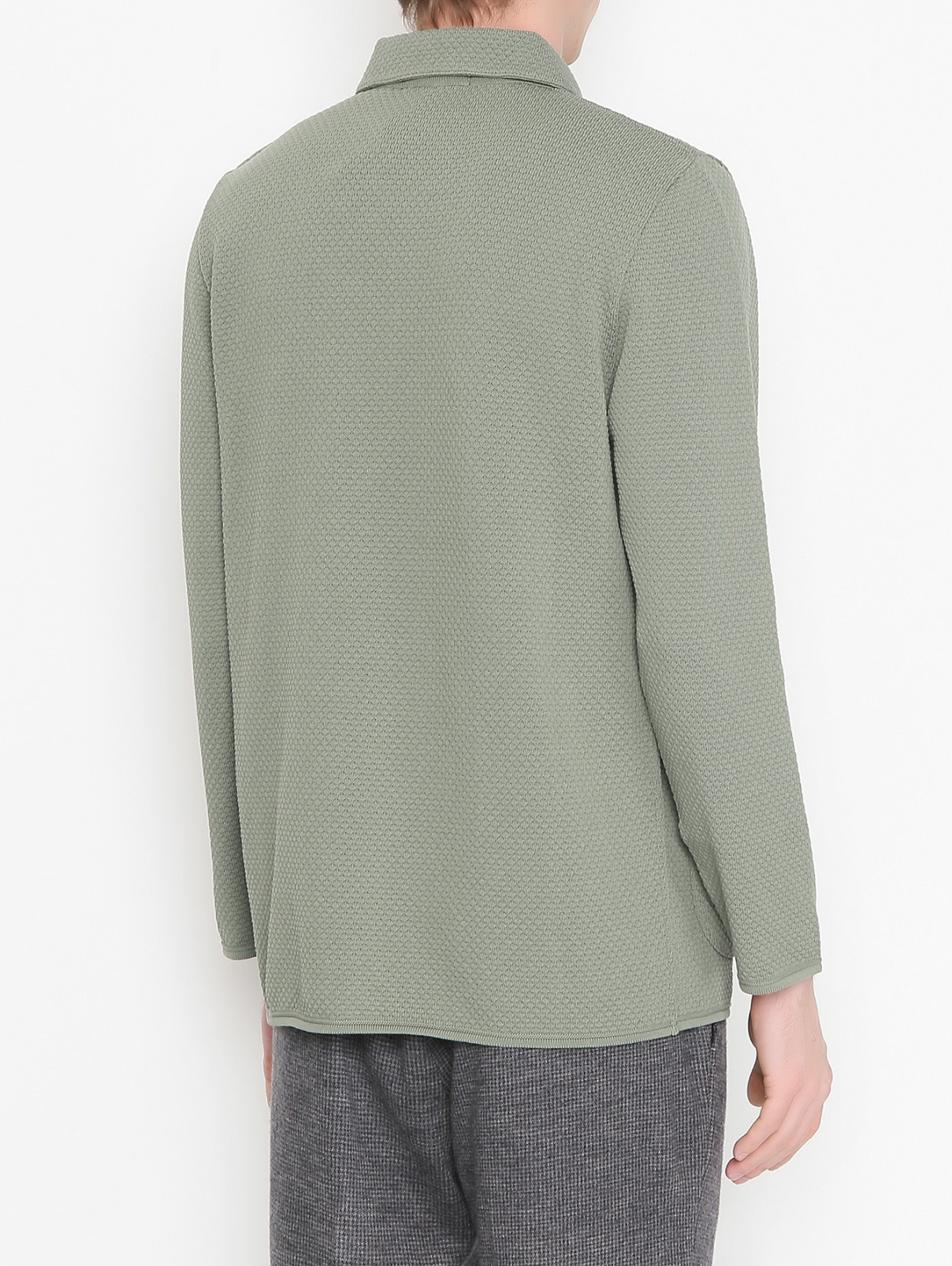 Пиджак из фактурного хлопка с накладными карманами LARDINI  –  МодельВерхНиз1  – Цвет:  Зеленый