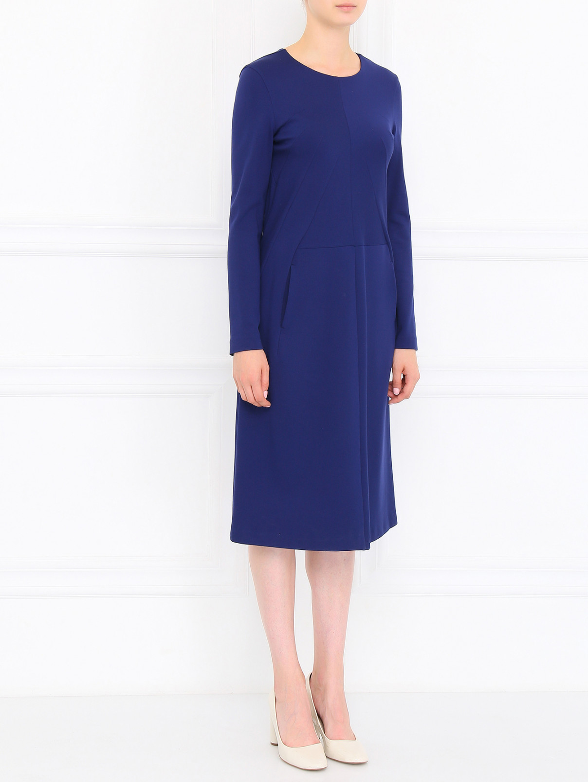 Платье-футляр с боковыми карманами Jil Sander  –  Модель Общий вид  – Цвет:  Синий