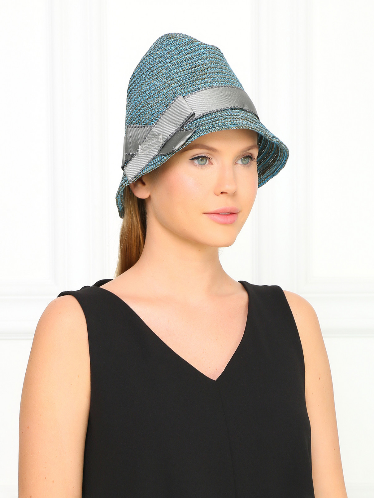 Плетеная шляпа с бантом Emporio Armani  –  Модель Общий вид  – Цвет:  Синий