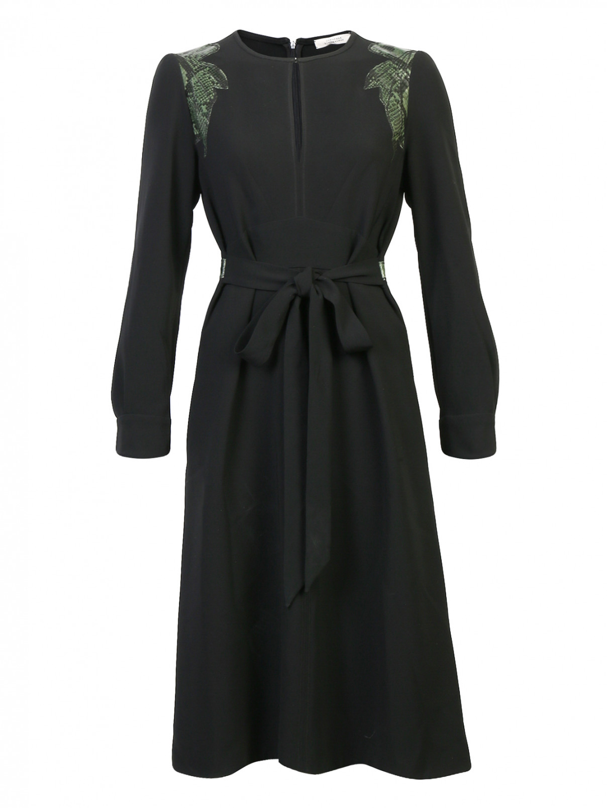 Платье-миди с контрастной отделкой Dorothee Schumacher  –  Общий вид  – Цвет:  Черный