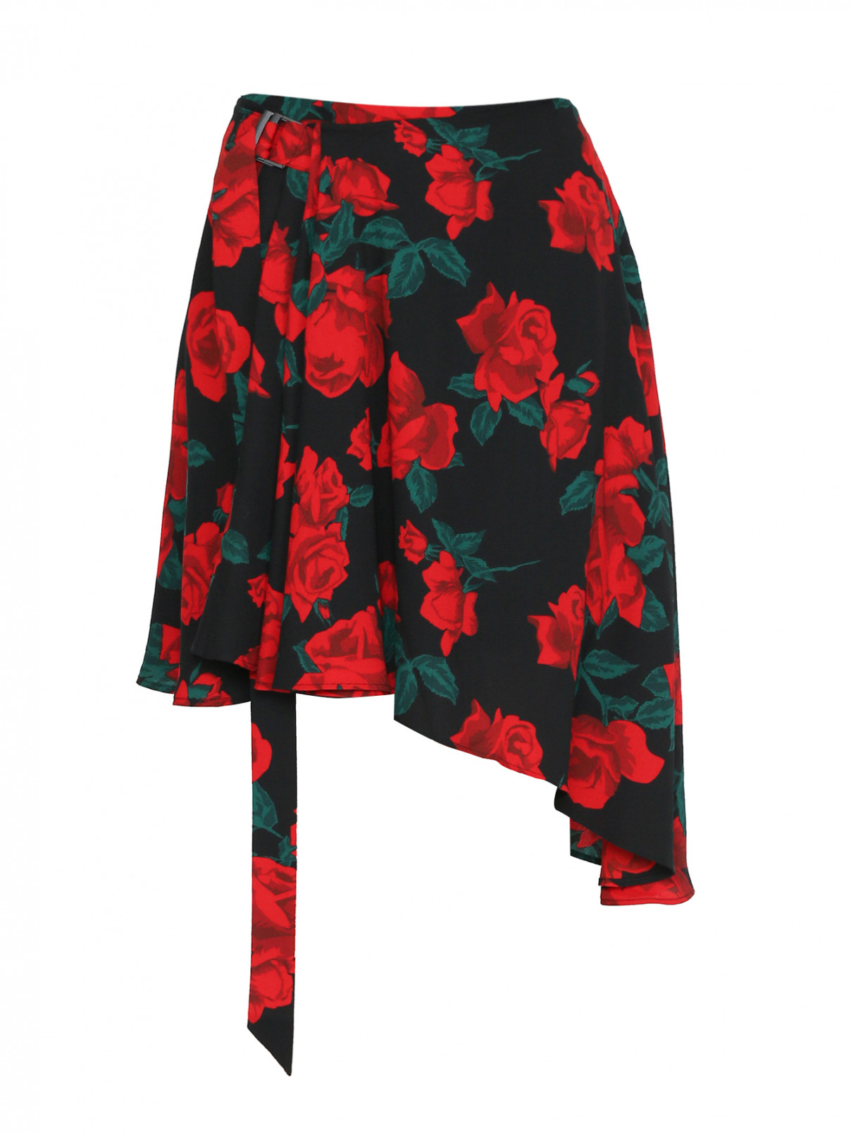 Юбка асимметричного кроя с цветочным узором Mo&Co  –  Общий вид  – Цвет:  Узор