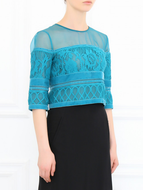 Укороченная блуза из хлопка с кружевными вставками  Alberta Ferretti - Модель Верх-Низ
