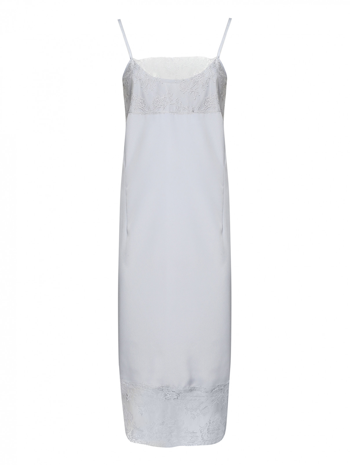 Платье в бельевом стиле декорированное кружевом Marina Rinaldi  –  Общий вид  – Цвет:  Серый