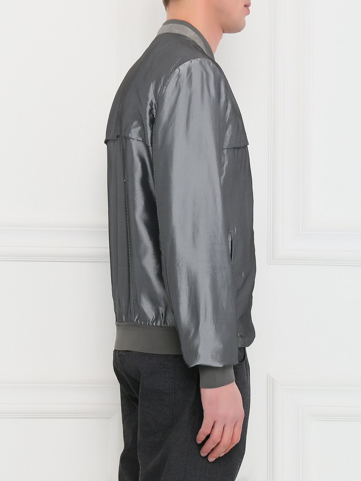 Куртка-бомбер на молнии с боковыми карманами Costume National  –  Модель Верх-Низ2  – Цвет:  Серый