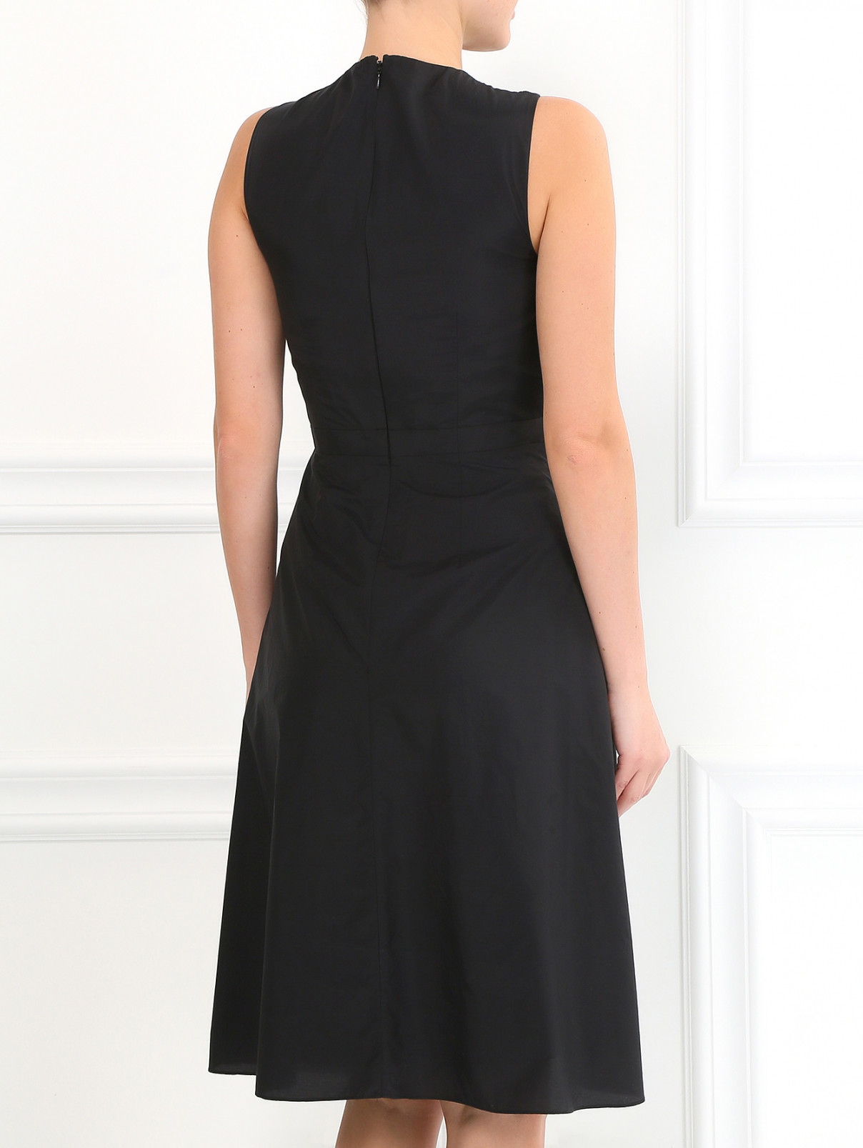 Платье-миди из смешанного хлопка с боковыми карманами Carven  –  Модель Верх-Низ1  – Цвет:  Черный