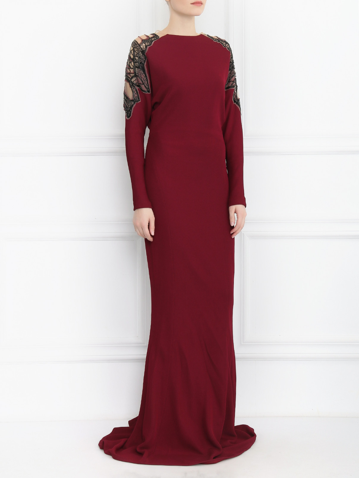 Платье-макси декорированное стеклярусом и бисером Zuhair Murad  –  Модель Общий вид  – Цвет:  Красный