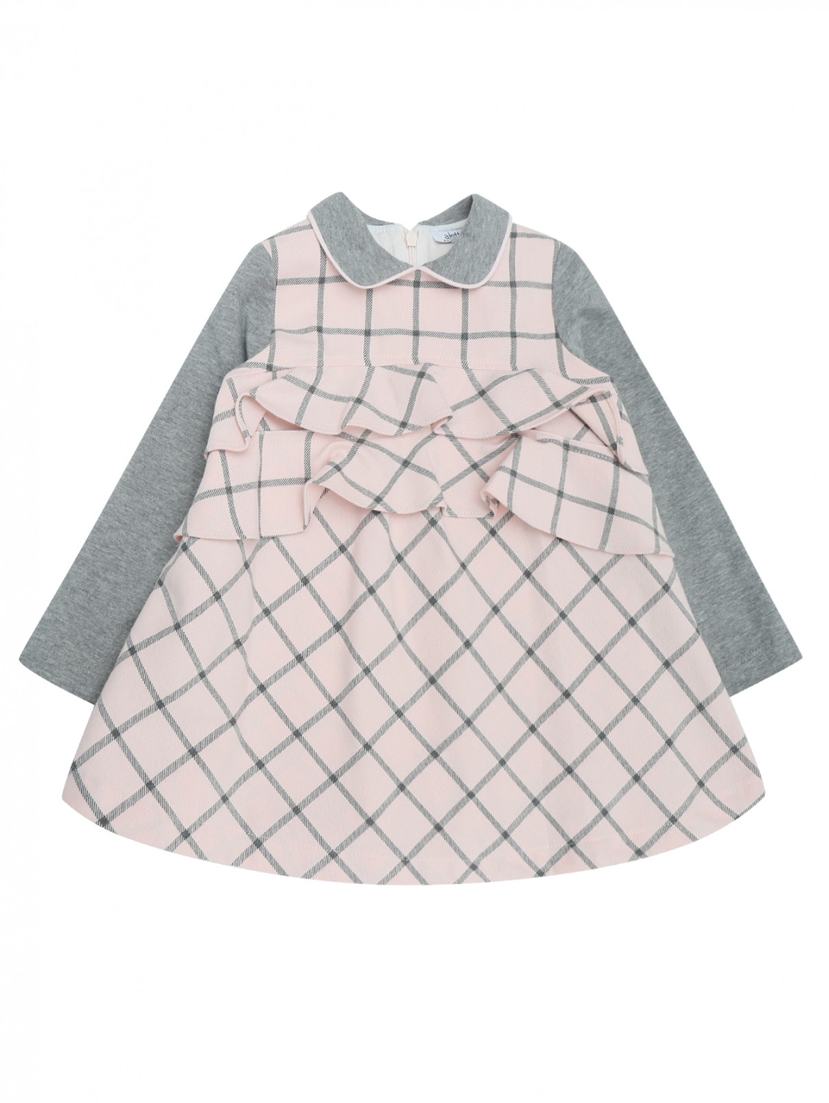 Платье из плотного хлопка в клетку Aletta  –  Общий вид  – Цвет:  Розовый