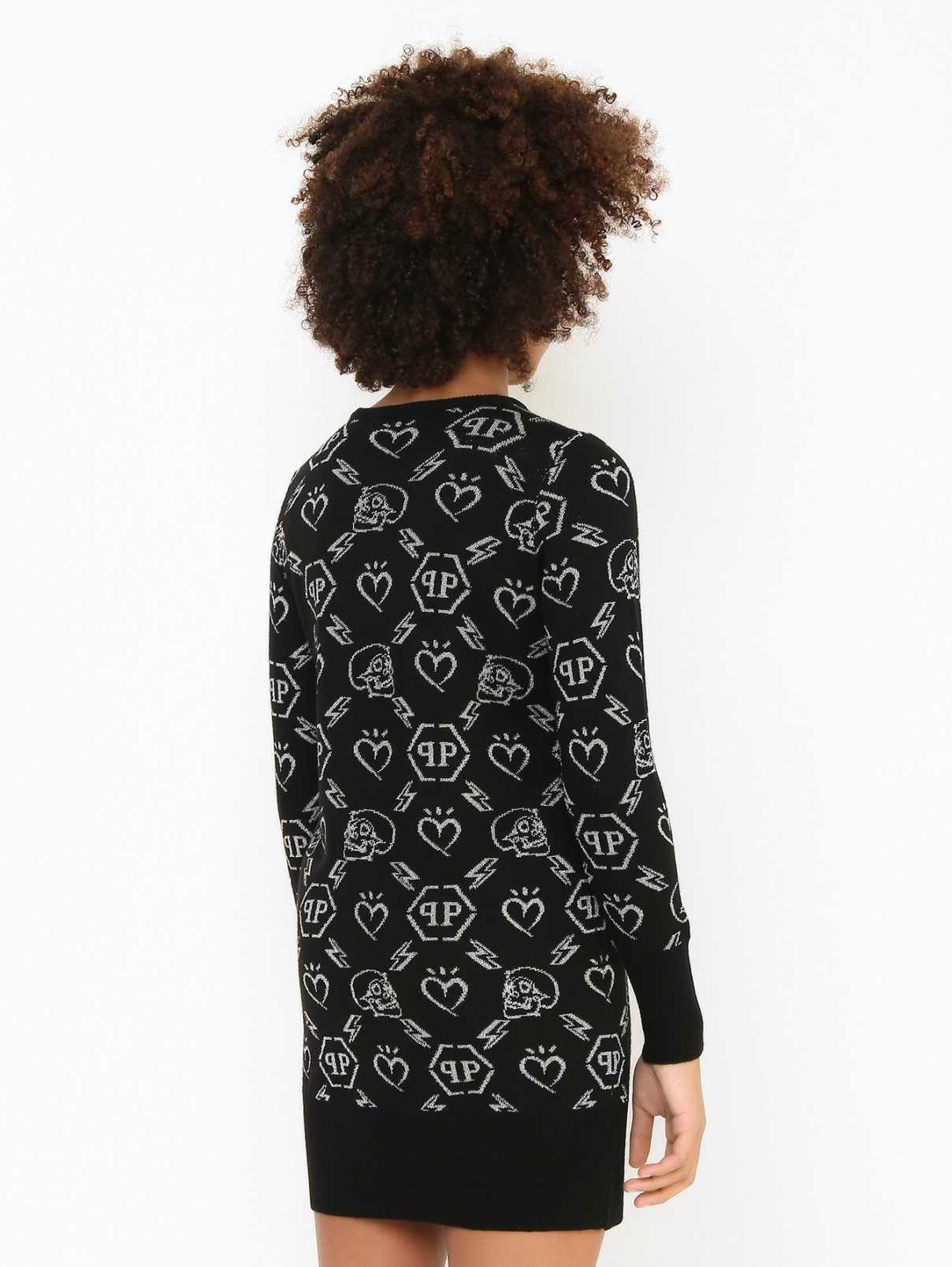 Трикотажное платье с люрексом Philipp Plein  –  МодельВерхНиз1  – Цвет:  Черный