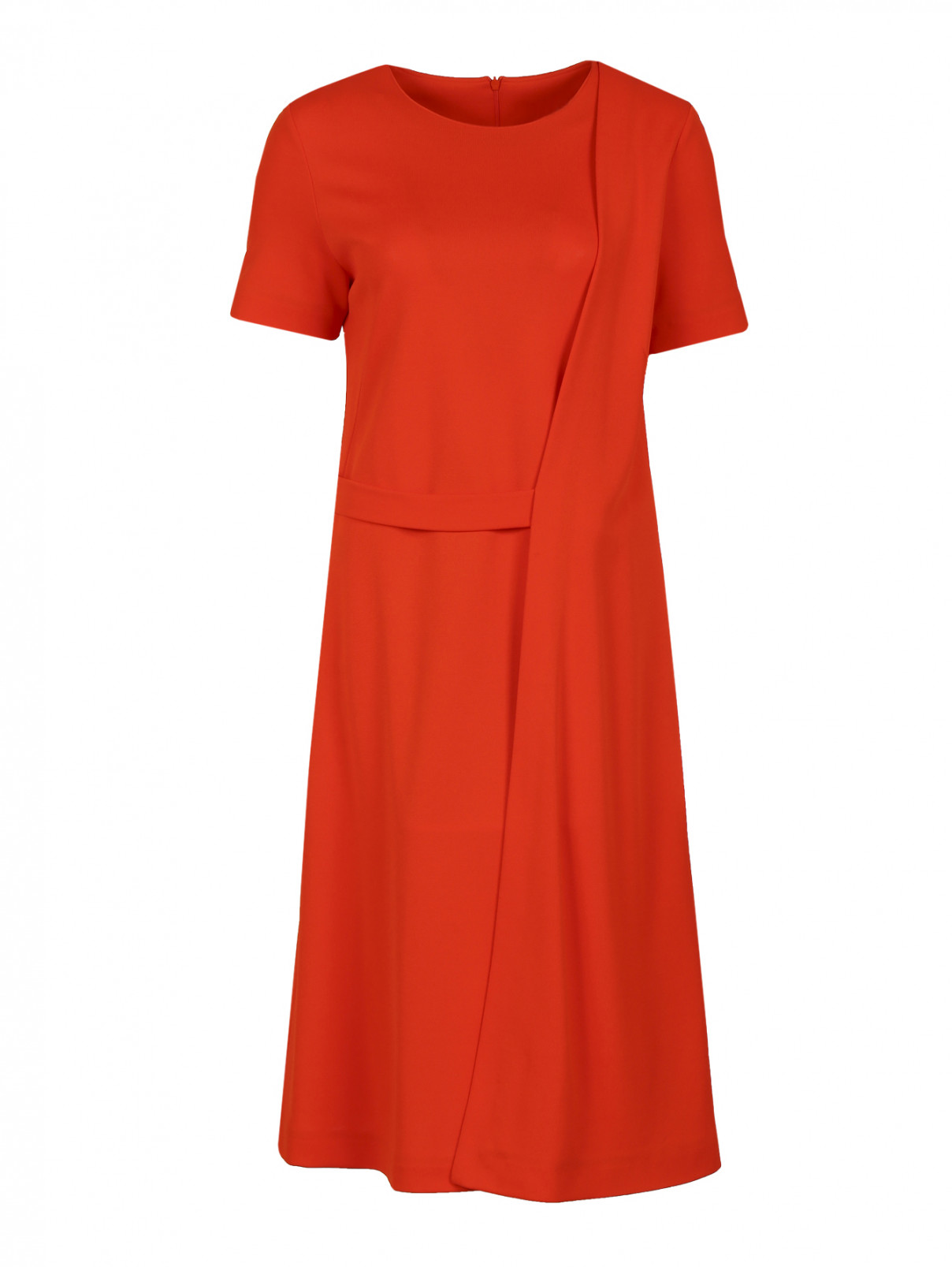 Платье свободного фасона с запахом Jil Sander  –  Общий вид  – Цвет:  Красный