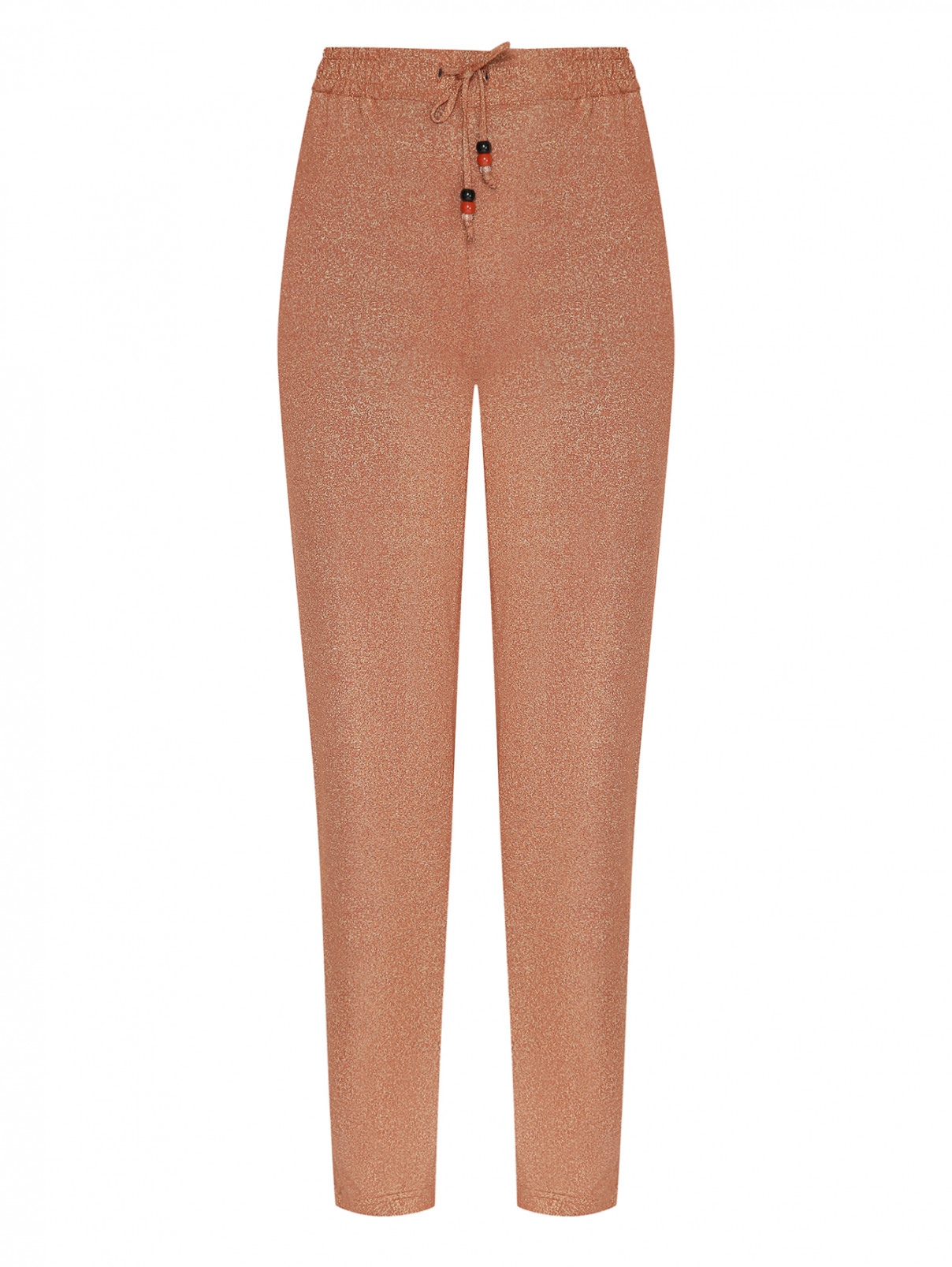 Трикотажные брюки с блеском Marina Rinaldi  –  Общий вид  – Цвет:  Коричневый