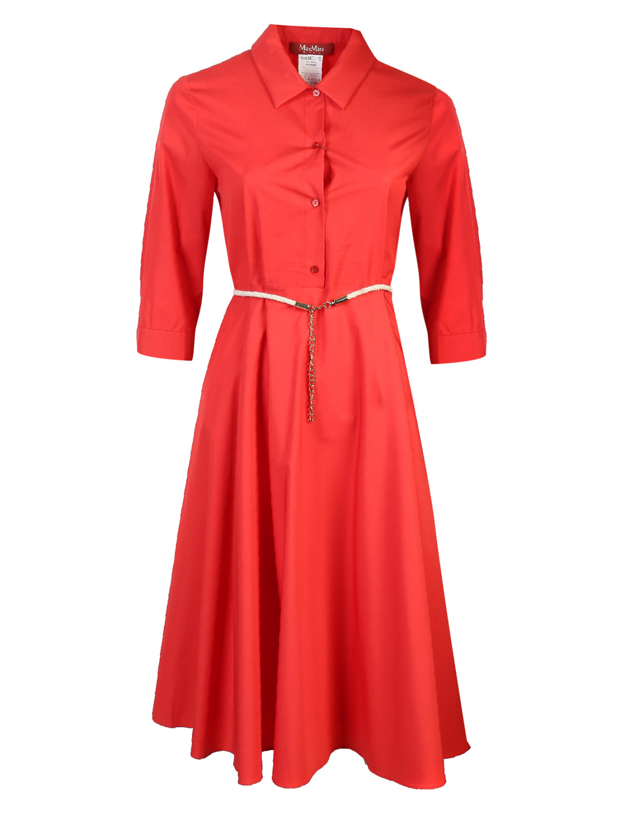 Платье из хлопка с расклешенной юбкой Max Mara  –  Общий вид  – Цвет:  Красный
