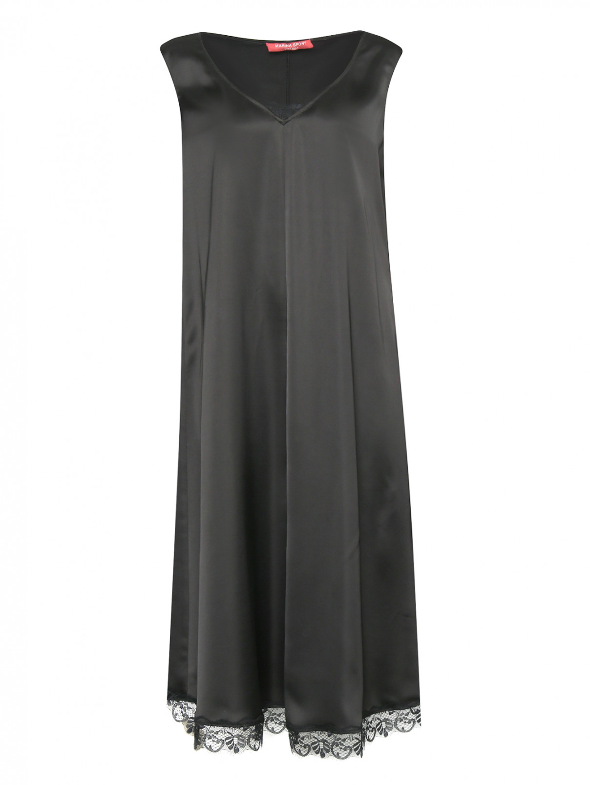 Платье с кружевной отделкой Marina Sport  –  Общий вид  – Цвет:  Черный