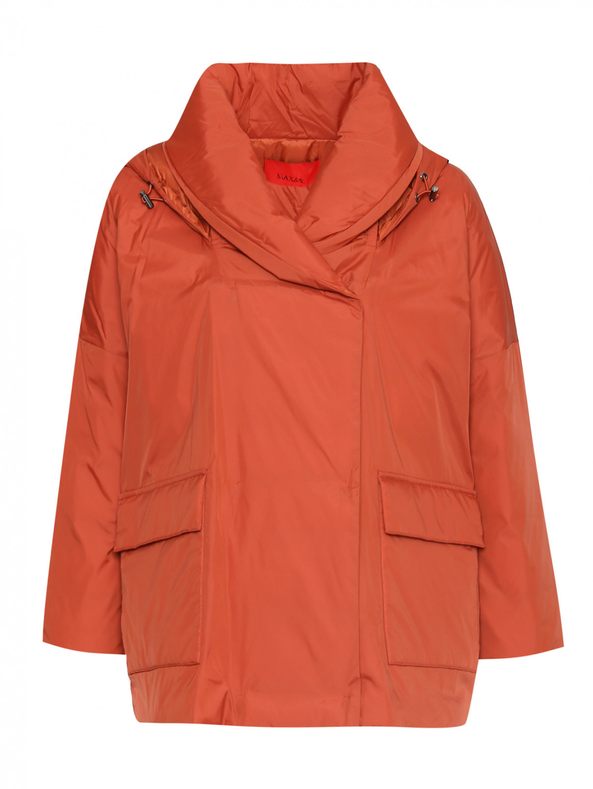 Куртка с капюшоном и карманами на кнопках Max&Co  –  Общий вид  – Цвет:  Оранжевый