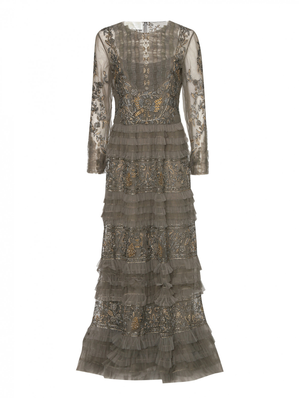 Платье, декорированное бисером Alberta Ferretti  –  Общий вид  – Цвет:  Зеленый
