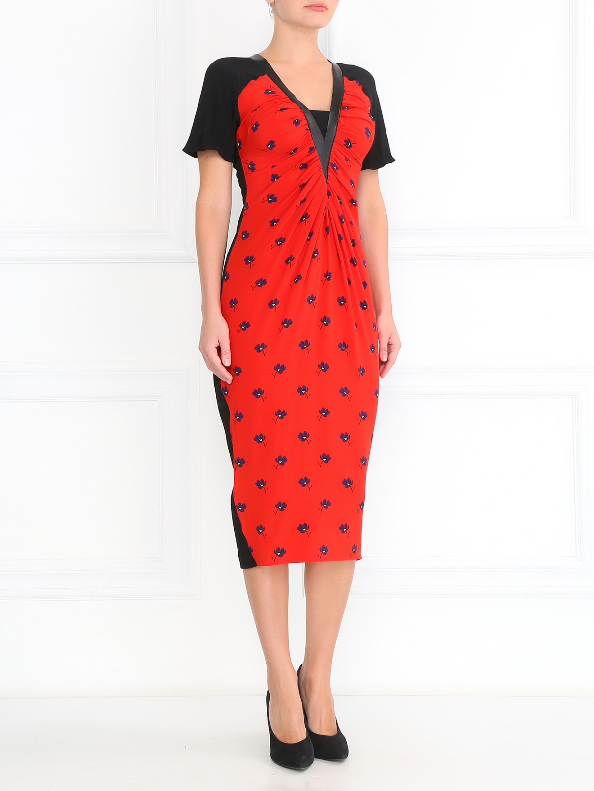 Платье-миди с V-вырезом Sportmax  –  Модель Общий вид  – Цвет:  Красный
