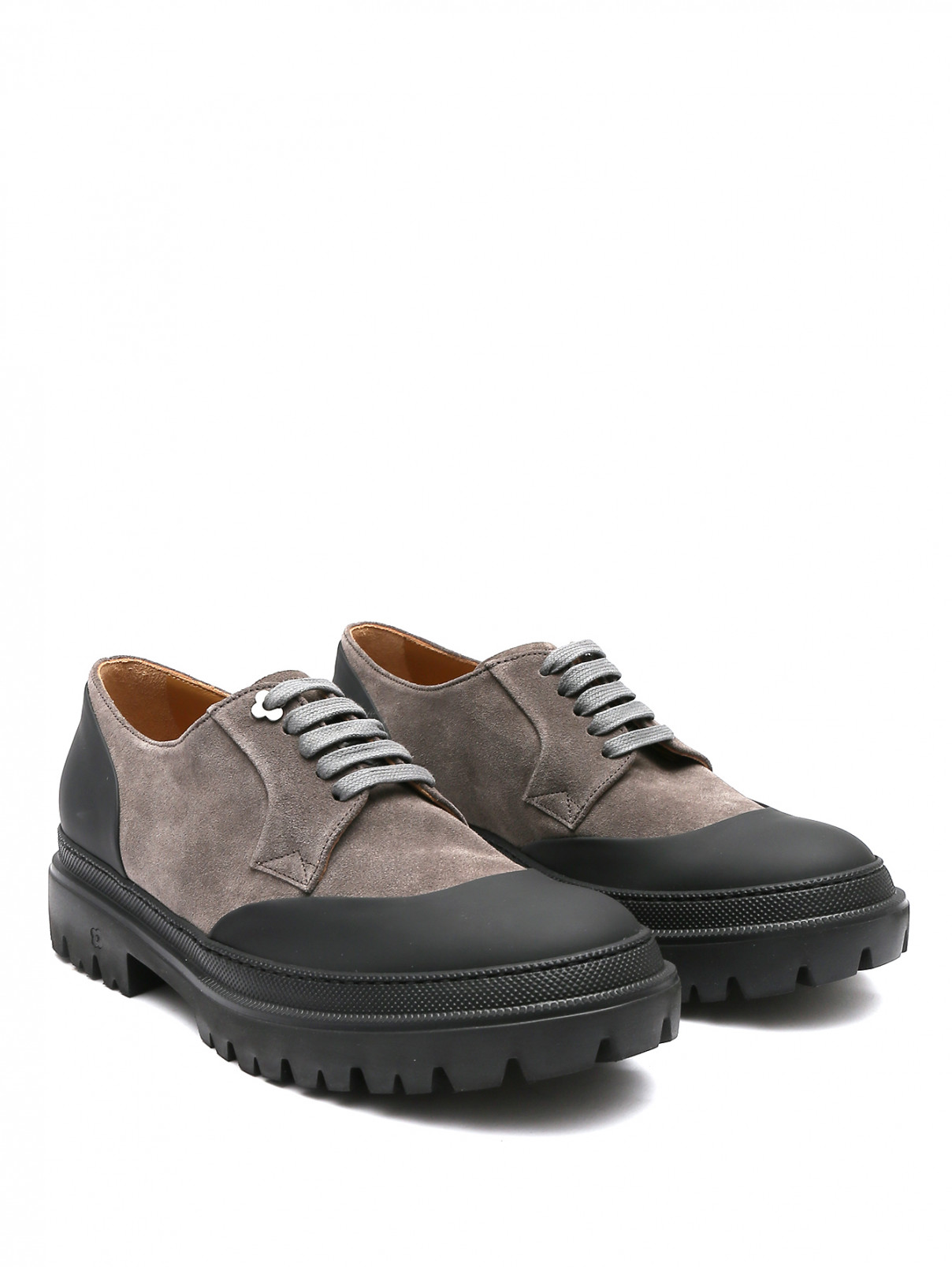Туфли из кожи на шнурках LARDINI  –  Общий вид  – Цвет:  Серый