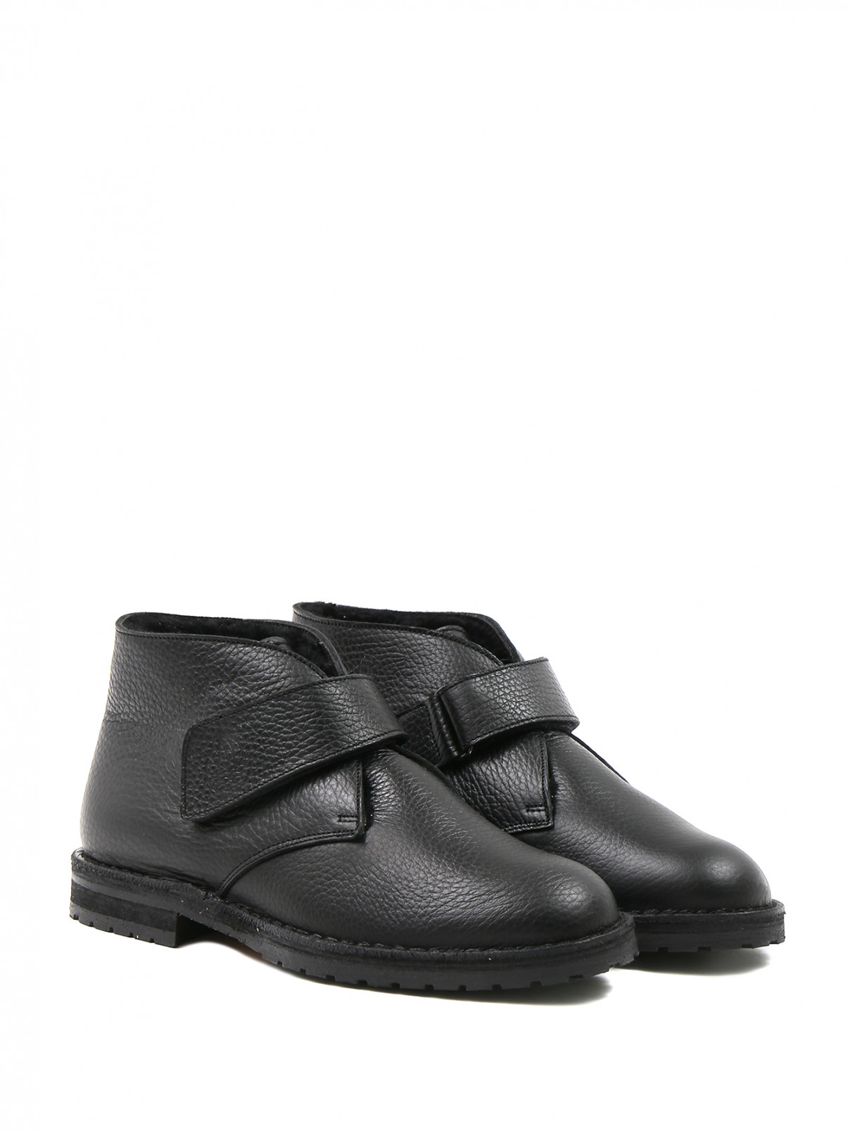 Кожаные ботинки утепленные шерстью Zecchino d`Oro  –  Общий вид  – Цвет:  Черный